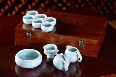 龙泉青瓷茶具八件套（纯手工）